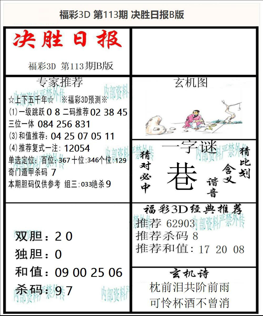 福彩3D决胜日报B版