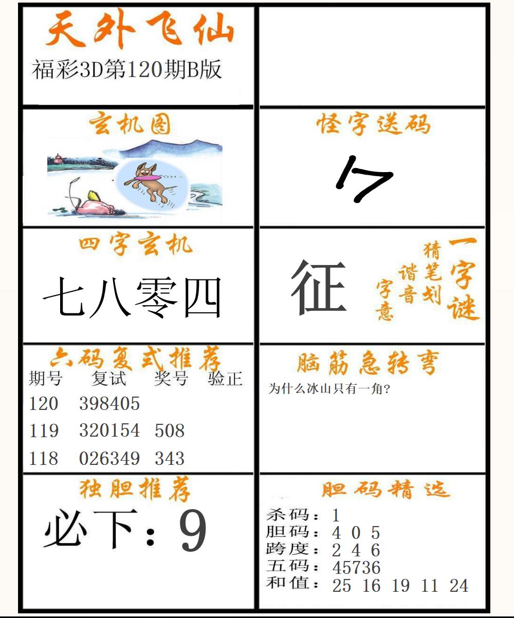 福彩3D天外飞仙B版