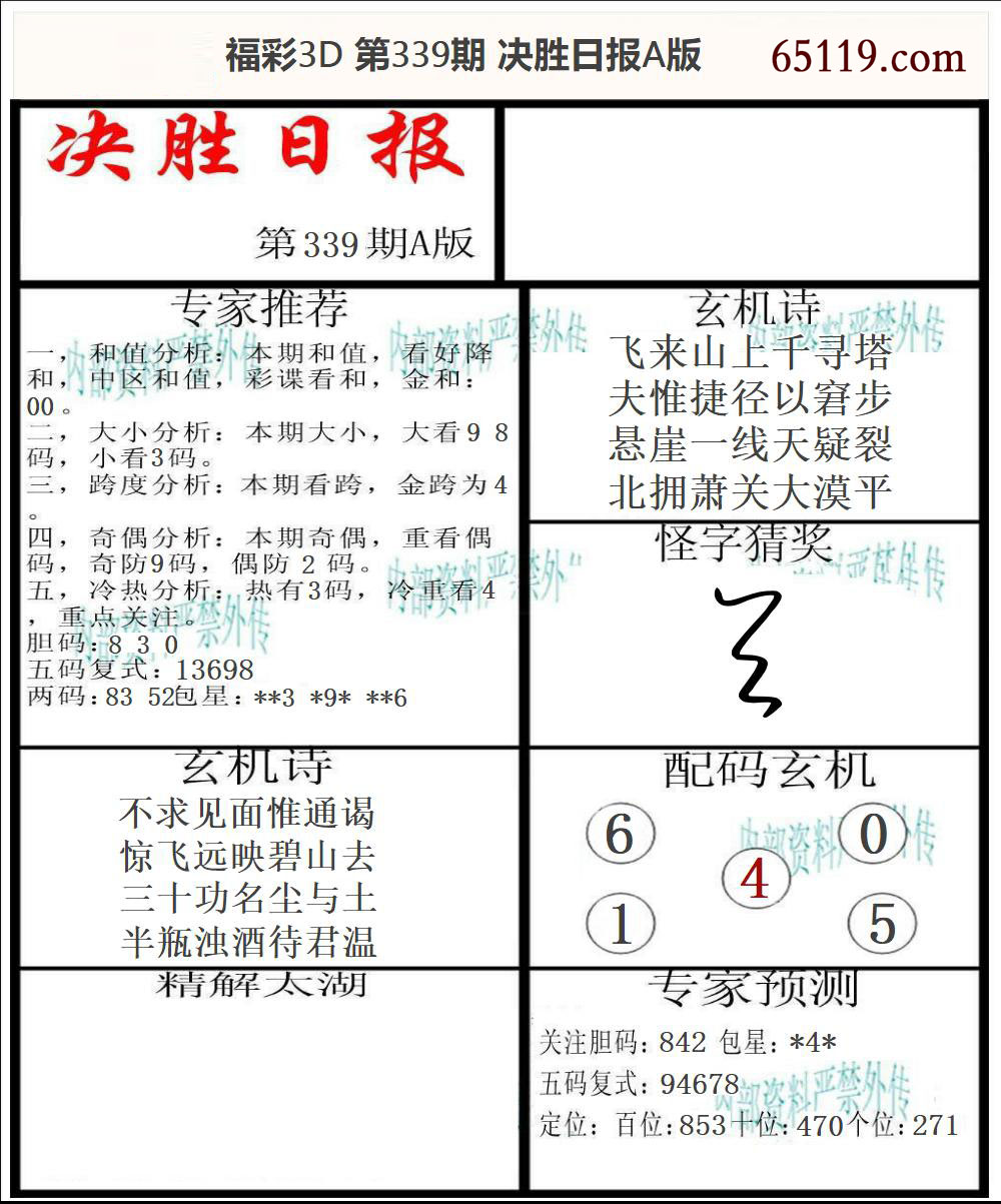 福彩3D决胜日报A版