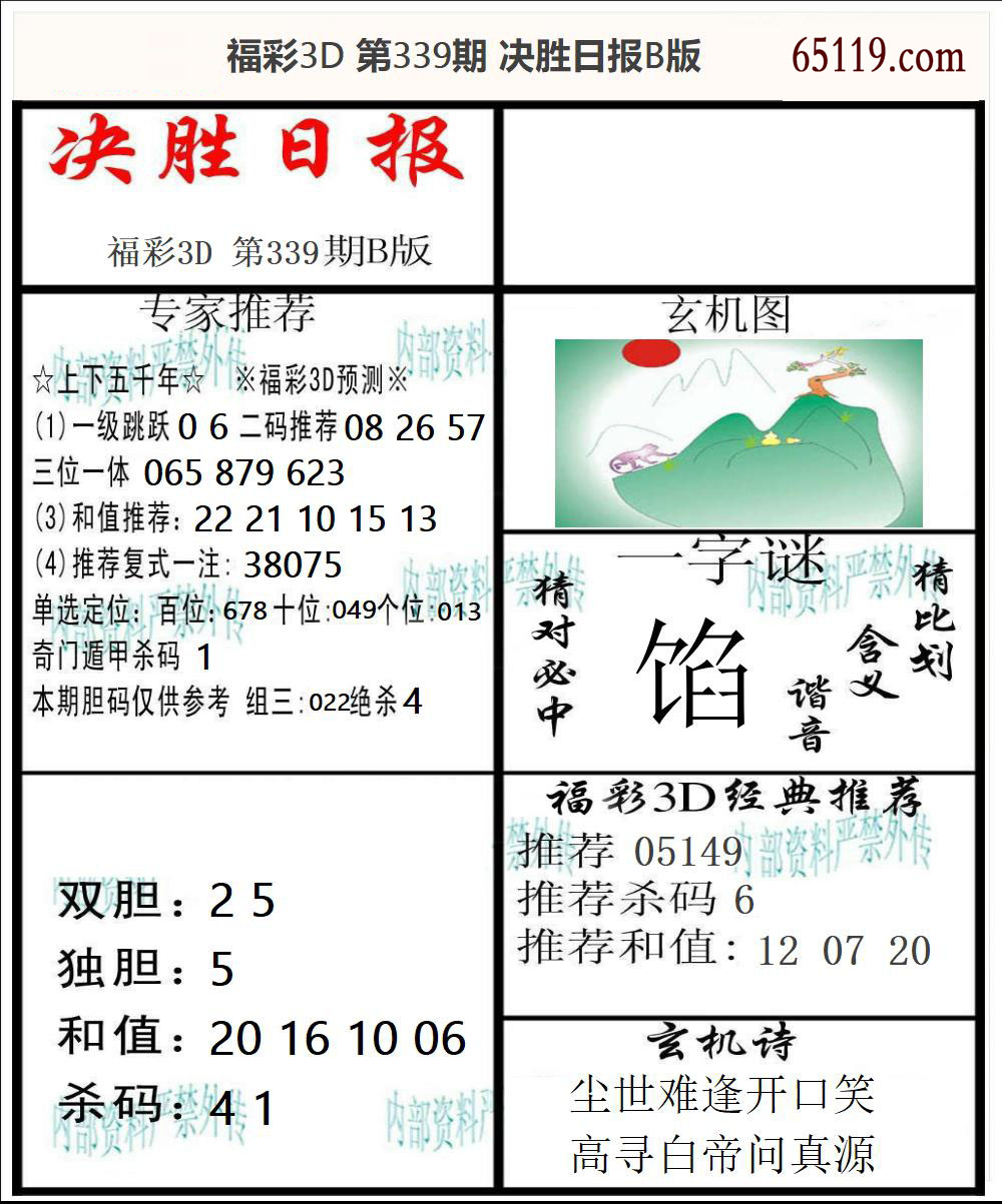 福彩3D决胜日报B版