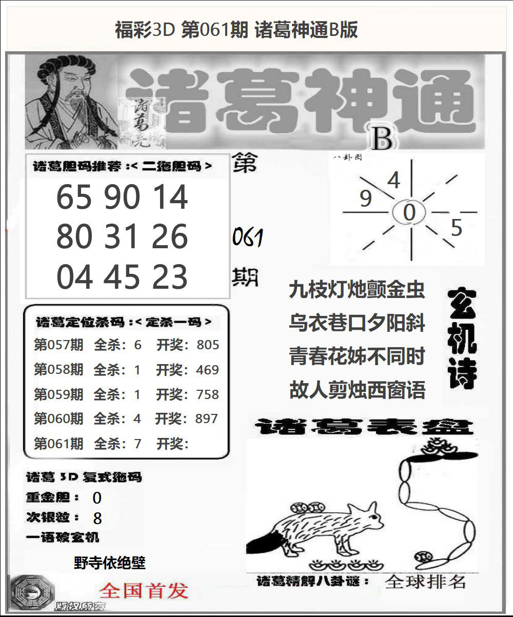 福彩3D诸葛神通B版