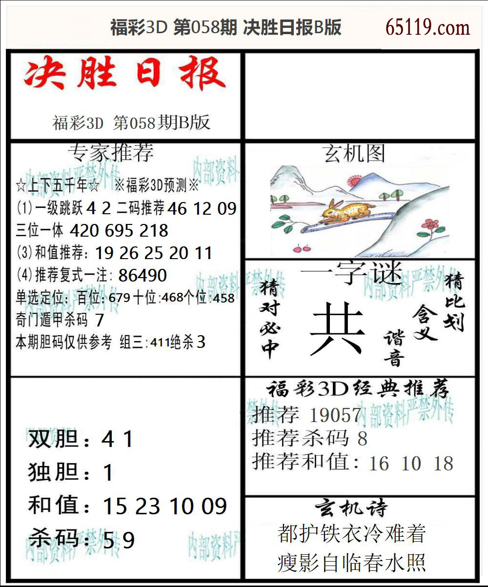 福彩3D决胜日报B版