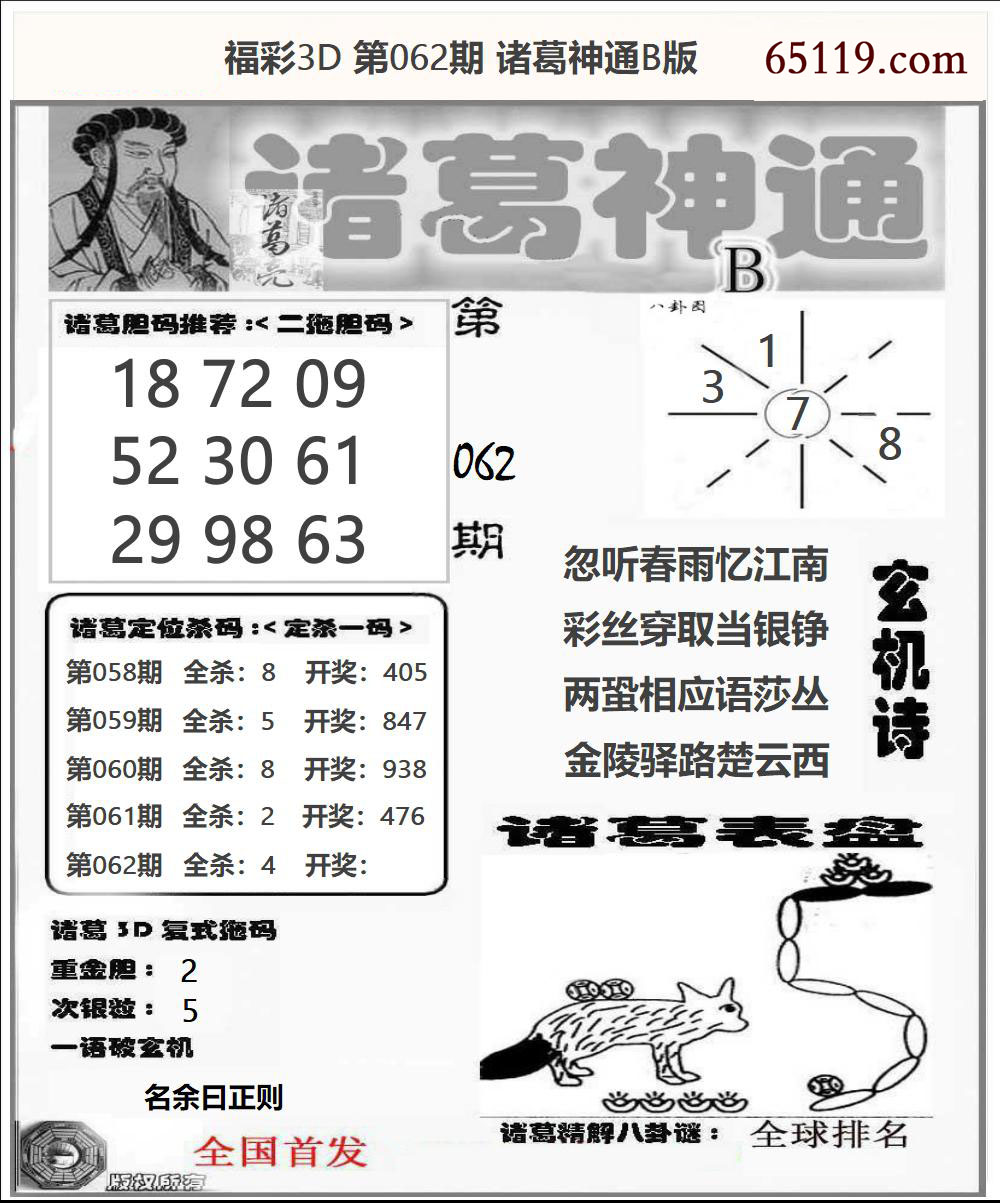 福彩3D诸葛神通B版