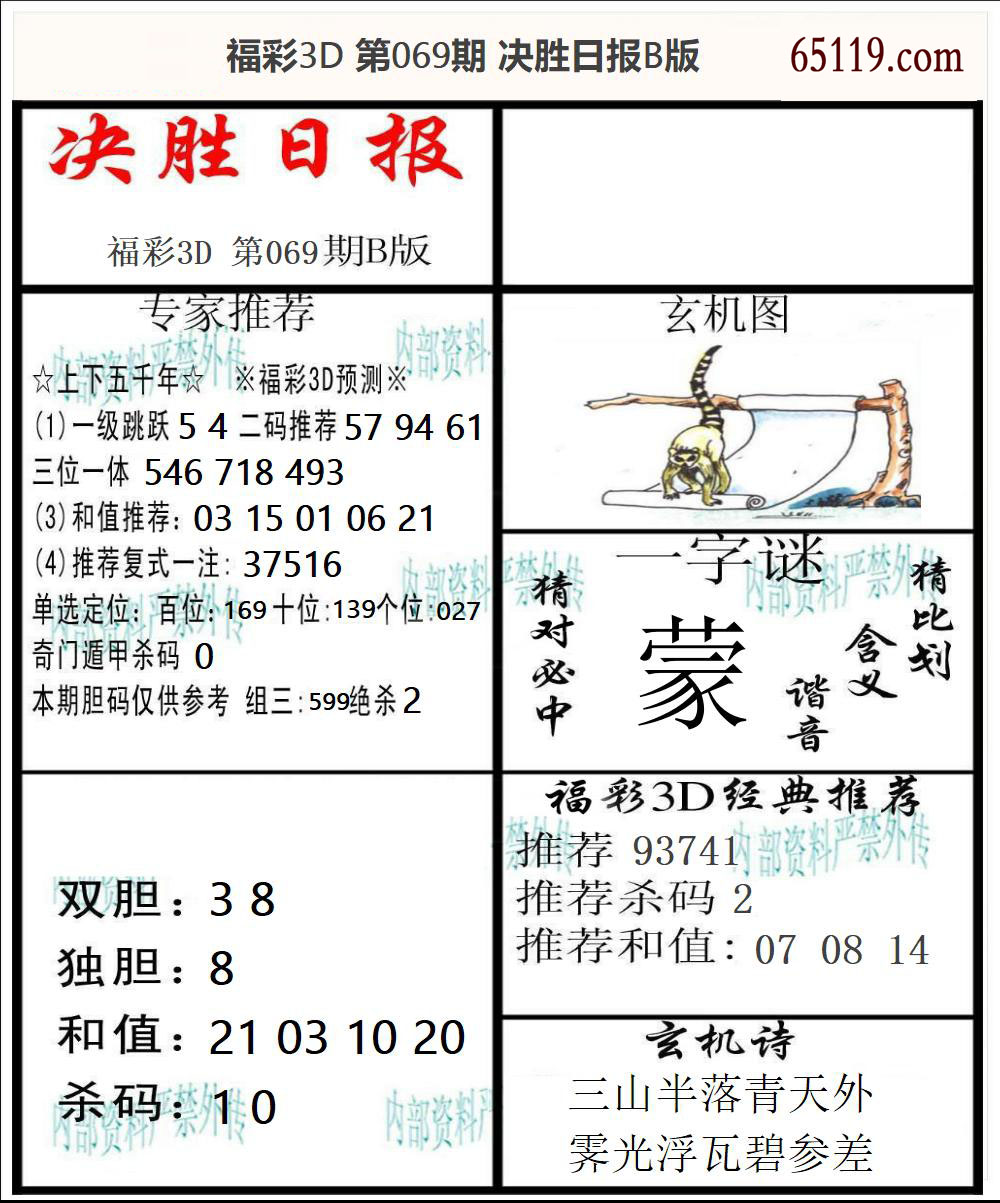 福彩3D决胜日报B版